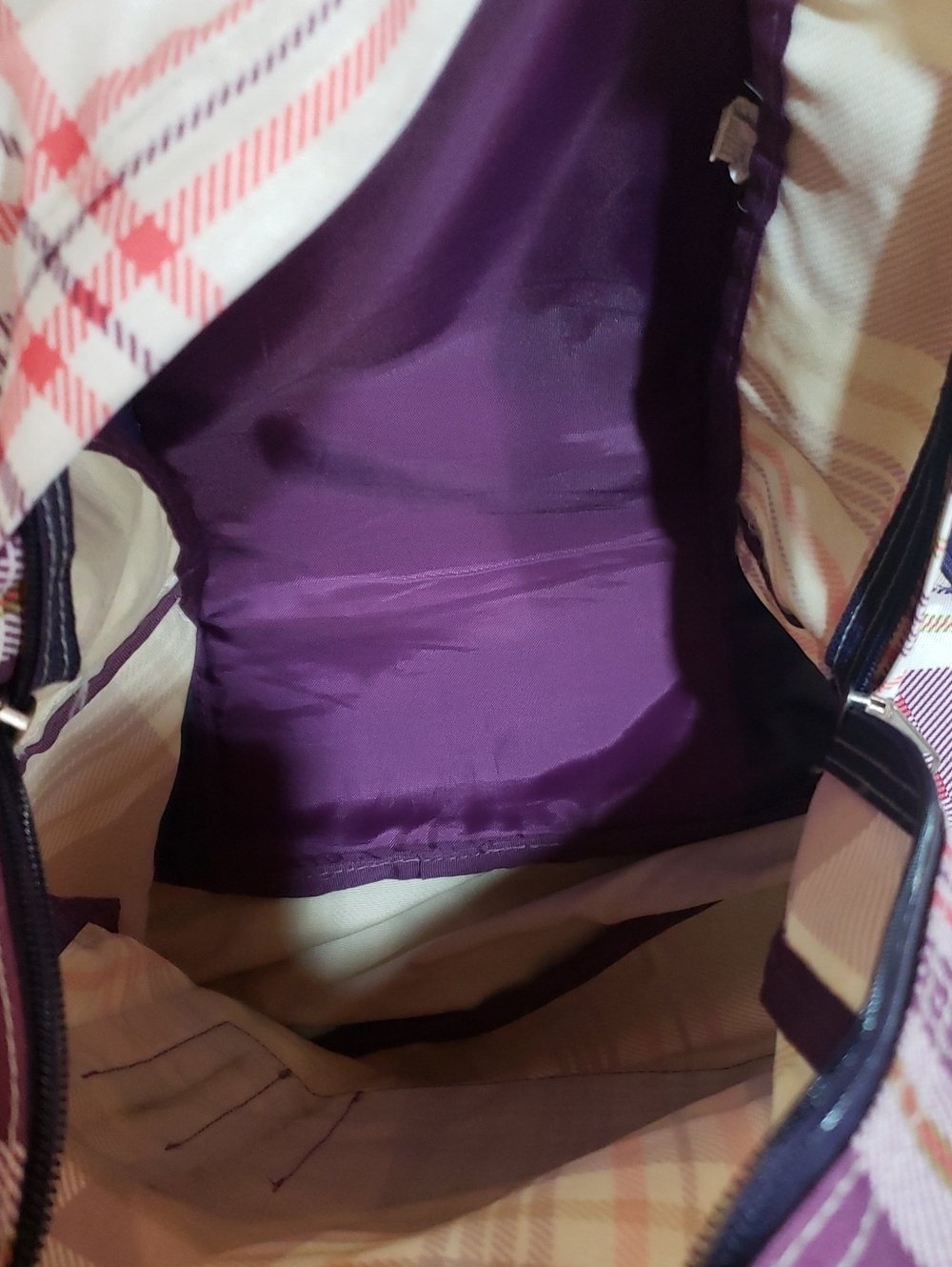 Jansport Superbreak Purple Plaid Backpack Preowned Good Condition 17in X16in - Picture 5 of 5